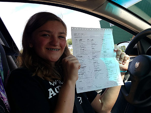 June 7th Alli Got 100% on the Road Test